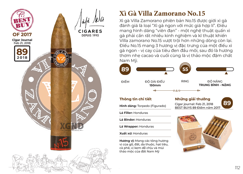 Cigar Villa Zamorano No.15 - Xì Gà Honduras Chính hãng