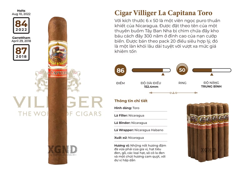 Cigar Villiger La Capitana Toro - Xì Gà Chính Hãng