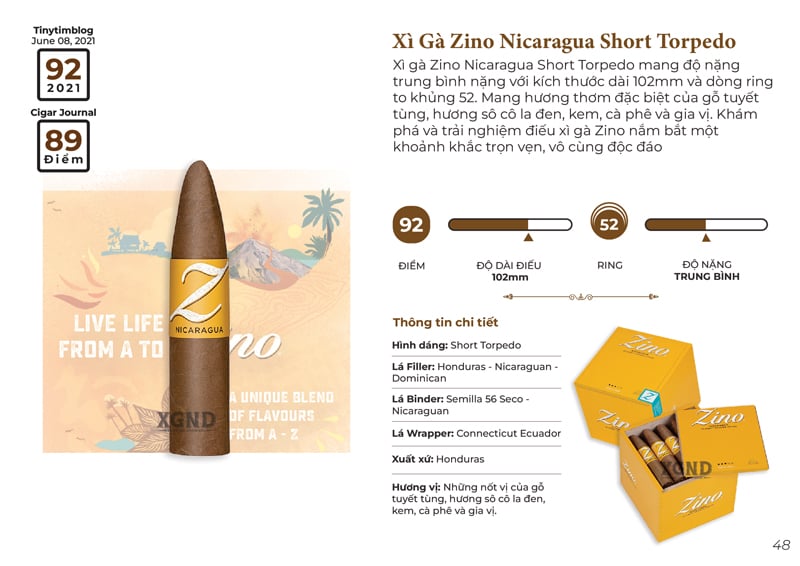 Cigar Zino Nicaragua Short Torpedo - Xì Gà Chính Hãng
