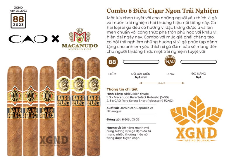 Combo 6 Điếu Cigar Ngon Trải Nghiệm Chính Hãng