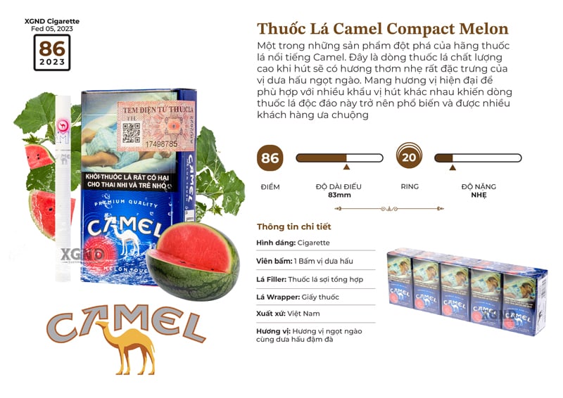 Thuốc Lá Camel Compact Melon - Thuốc Lá Bấm Vị Dưa Hấu