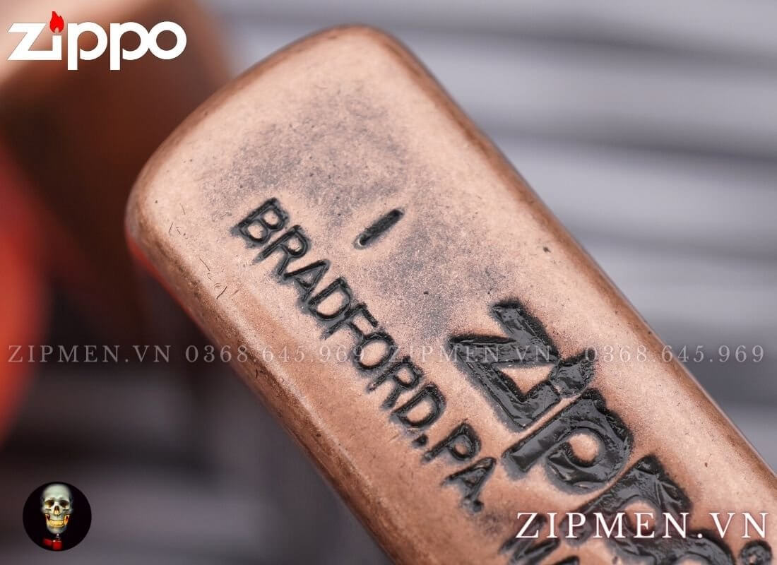 Zippo 301FB antique copper đồng đỏ giả cổ | zippo mạ đồng đỏ cao cấp chính hãng