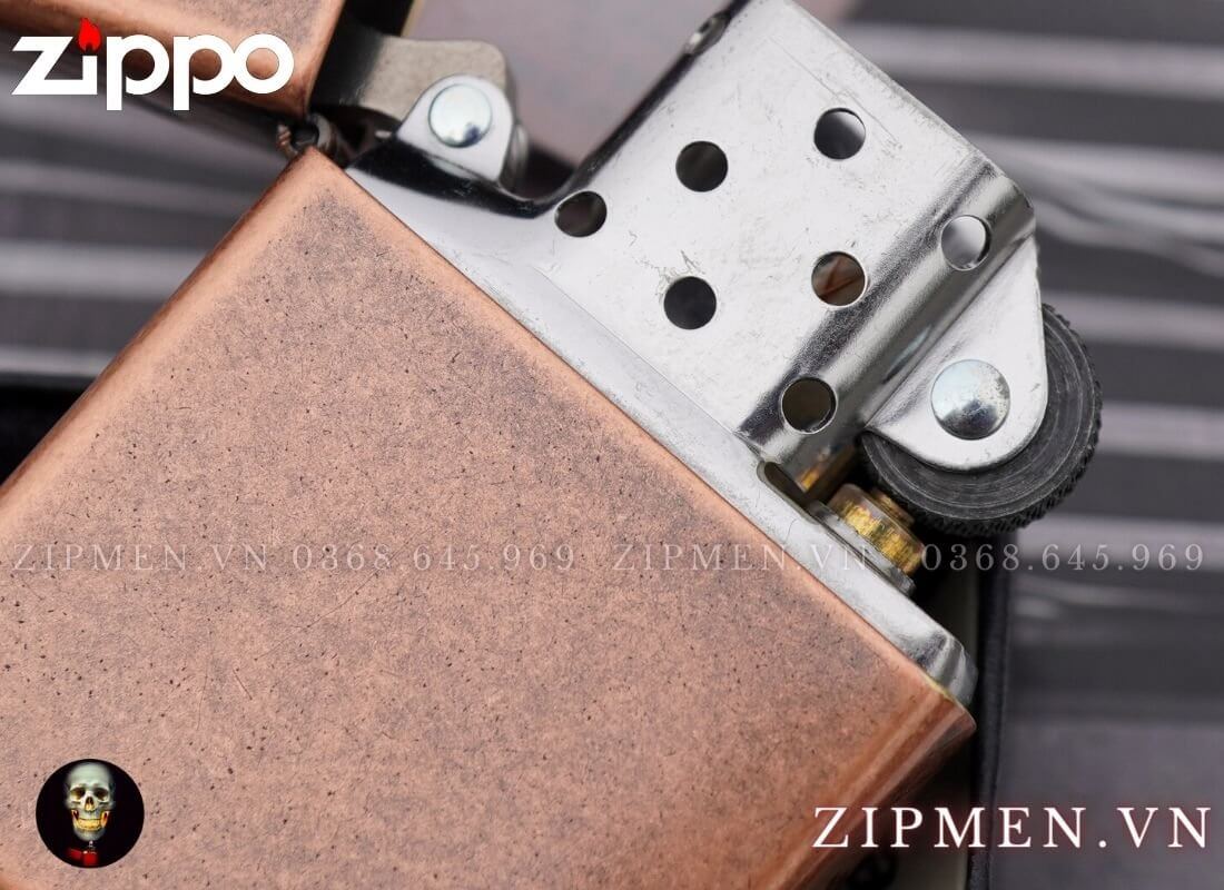 Zippo 301FB antique copper đồng đỏ giả cổ | zippo mạ đồng đỏ cao cấp chính hãng