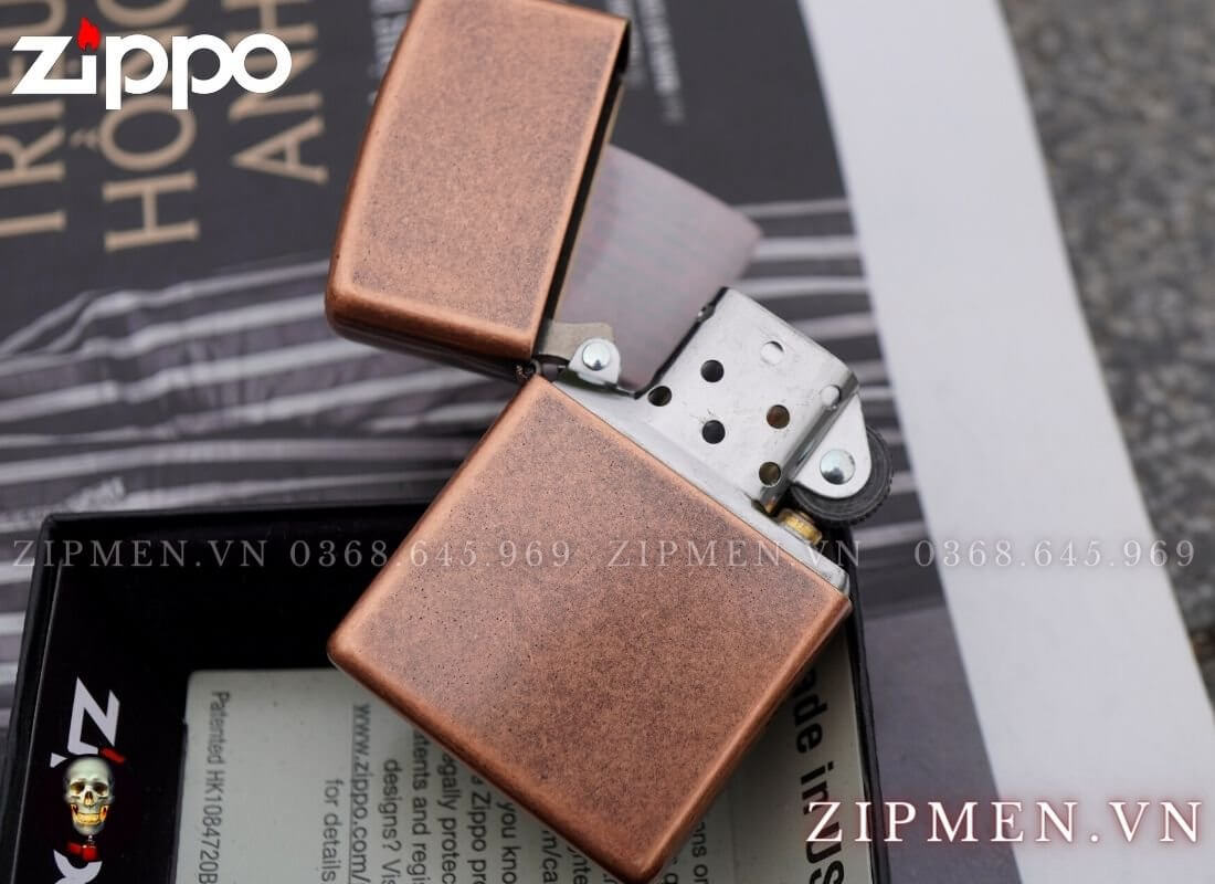 Zippo 301FB antique copper đồng đỏ giả cổ | zippo mạ đồng đỏ cao cấp chính hãng