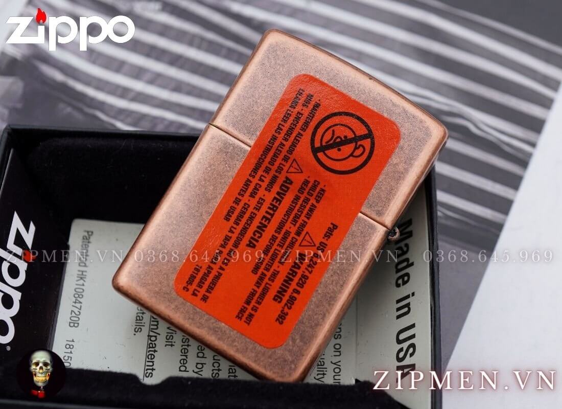 Zippo 301FB antique copper đồng đỏ giả cổ | zippo mạ đồng đỏ cao cấp chính hãng