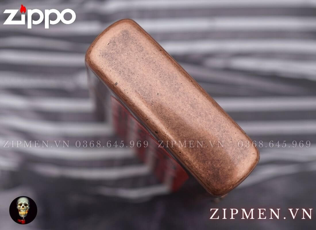 Zippo 301FB antique copper đồng đỏ giả cổ | zippo mạ đồng đỏ cao cấp chính hãng