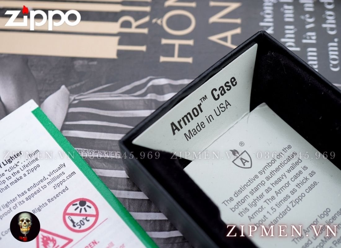 Bật lửa zippo armor đồng mạ vàng 18k cao cấp chính hãng