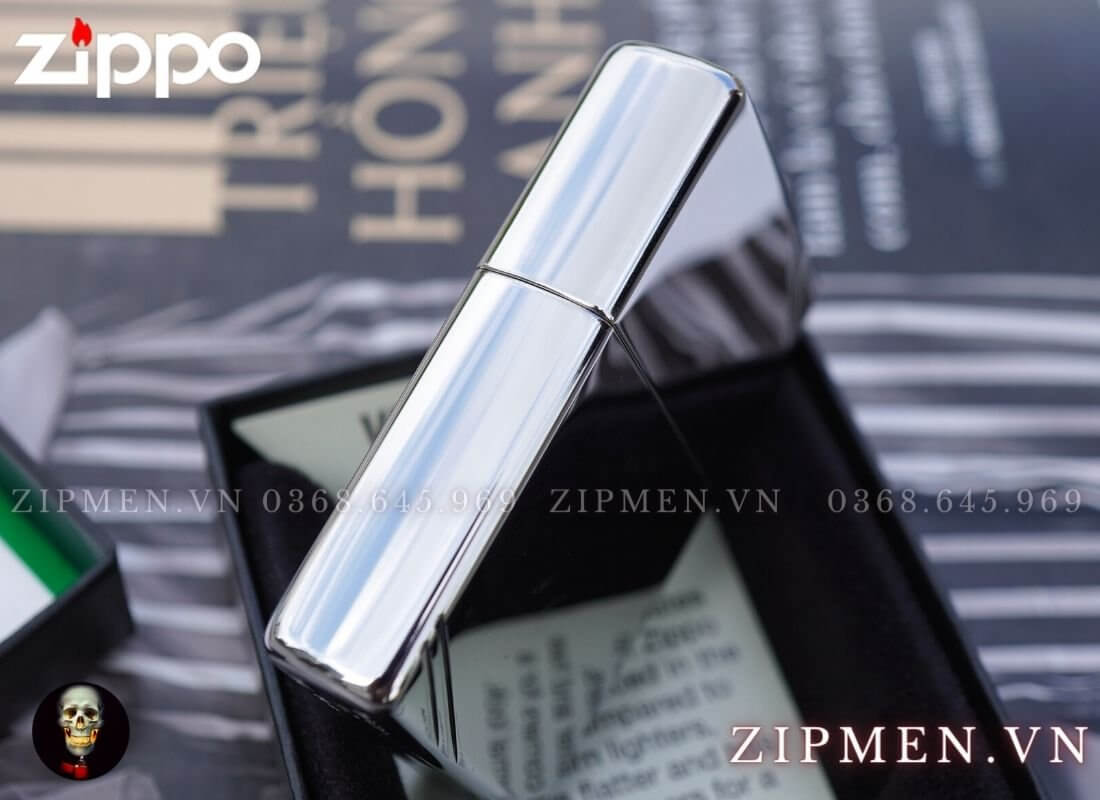 Bật lửa zippo vintage made in usa trắng bóng