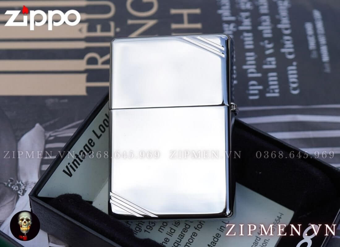 Bật lửa zippo vintage made in usa trắng bóng