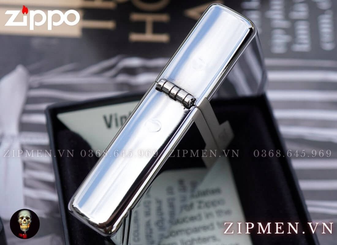 Bật lửa zippo vintage made in usa trắng bóng