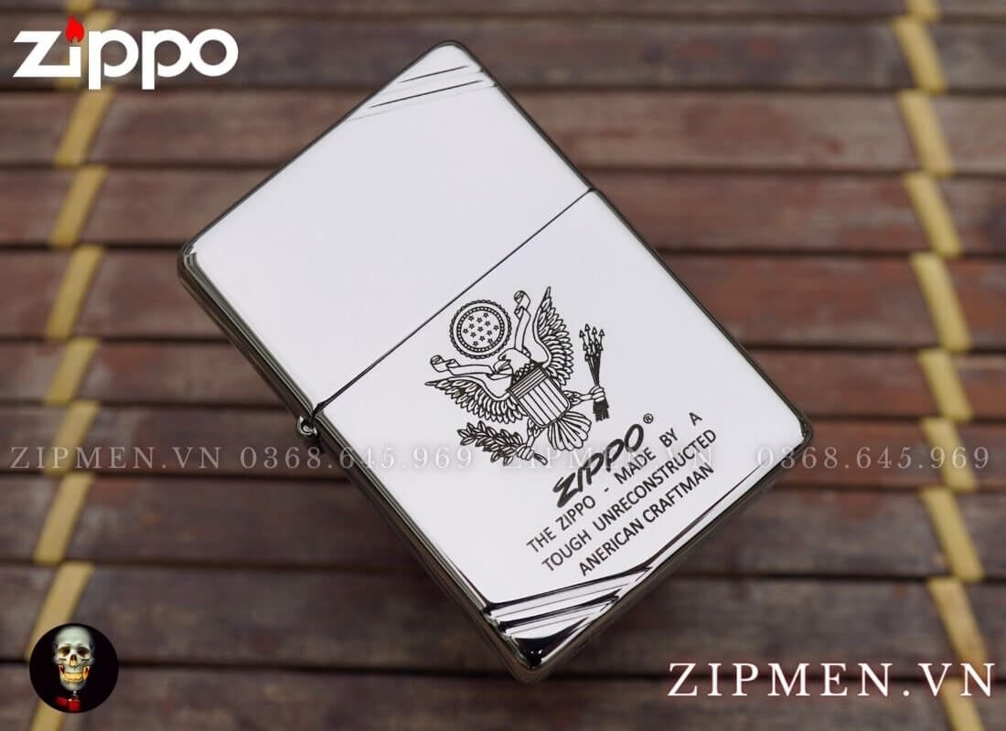 Hộp quẹt zippo USA vintage logo quốc huy hoa kỳ cao cấp | bật lửa zippo chính hãng
