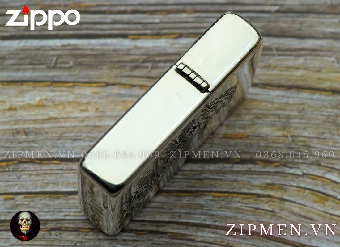Bật lửa Zippo sterling bạc khối chủ đề Hổ thượng sơn