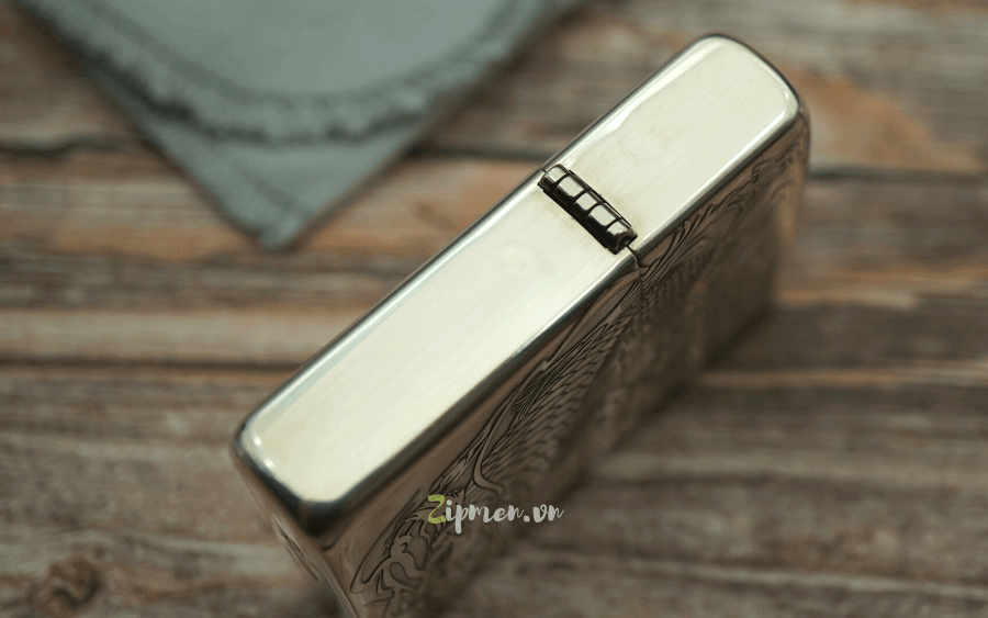 Bản lề Zippo bạc khối sterling