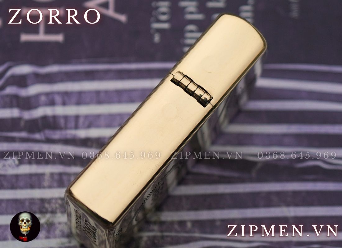 Bật lửa zorro chính hãng đồng thau nguyên khối logo 555