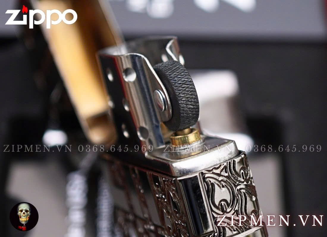 Zippo 46312 ZIPPO LOGO DESIGN black ice luxury cao cấp