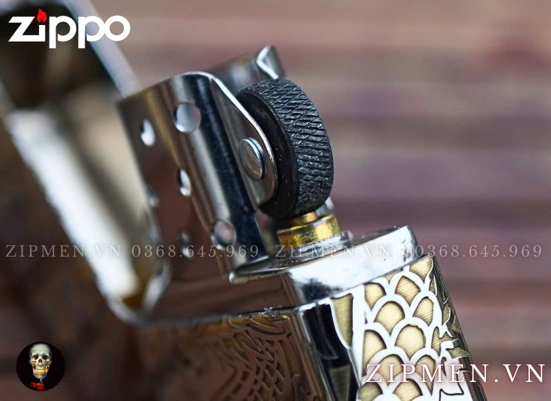 Bật lửa Zippo USA Armor cao cấp rồng cuộn màu vàng