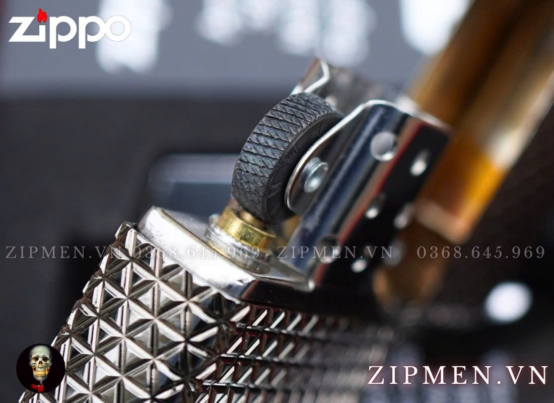 Zippo USA Armor Luxury 360 Multicut Black Ice 46316 Pattern With Crystal Design đính pha lê cao cấp