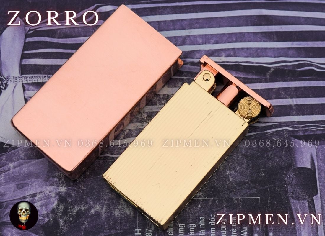 Bật lửa zorro độc lạ đồng đỏ nguyên chất