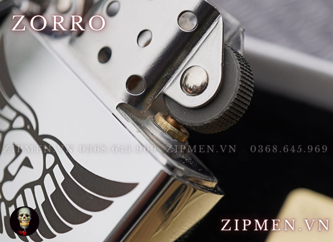 Bật lửa zorro đồng mạ chrome chủ đề logo JET
