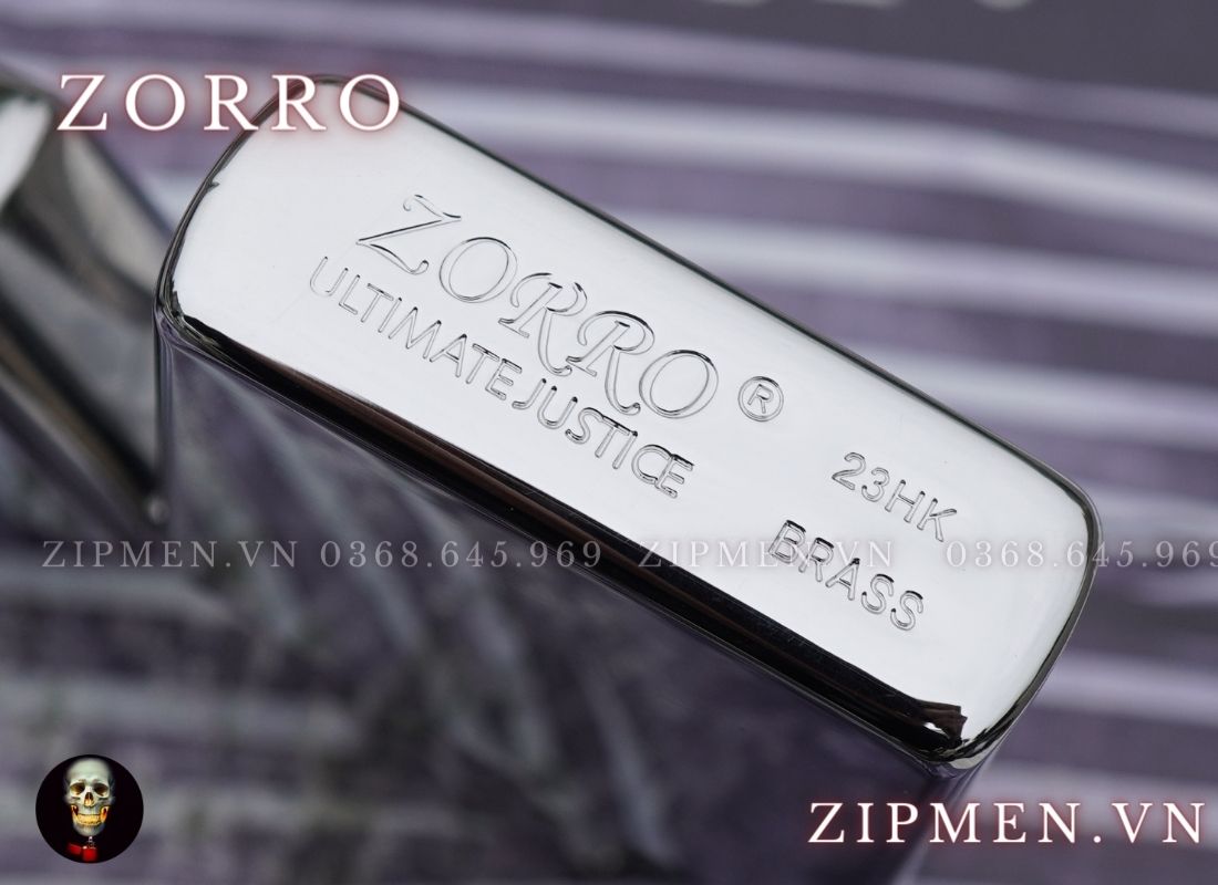 Bật lửa zorro đồng mạ chrome chủ đề logo JET