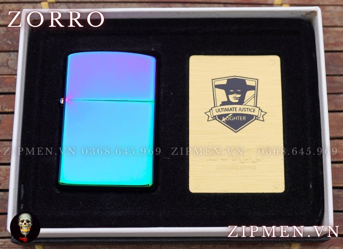Bật lửa zorro brass màu ngũ sắc