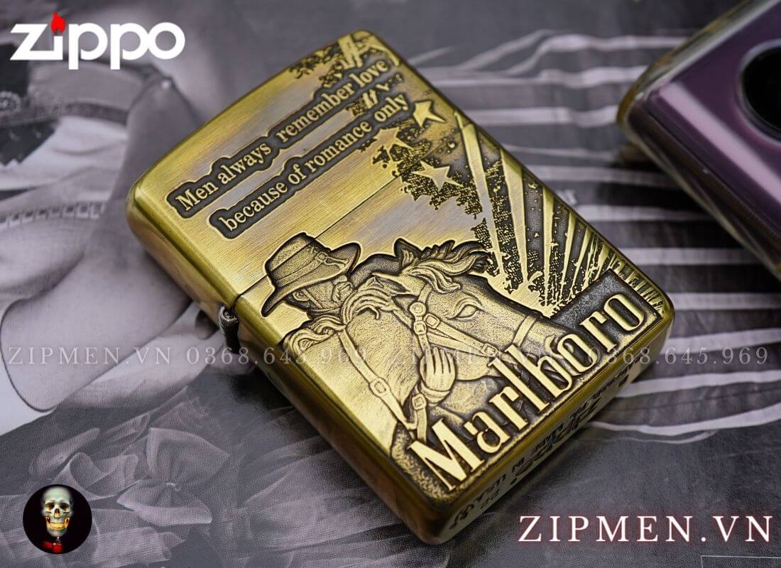 Bật lửa zippo marlboro armor hình người đàn ông và con ngựa – ZIPMEN