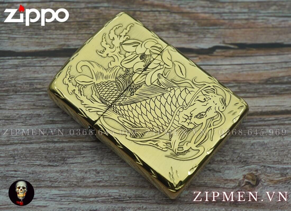 Bật lửa zippo armor xuất nhật limited hình cá chép hoá rồng