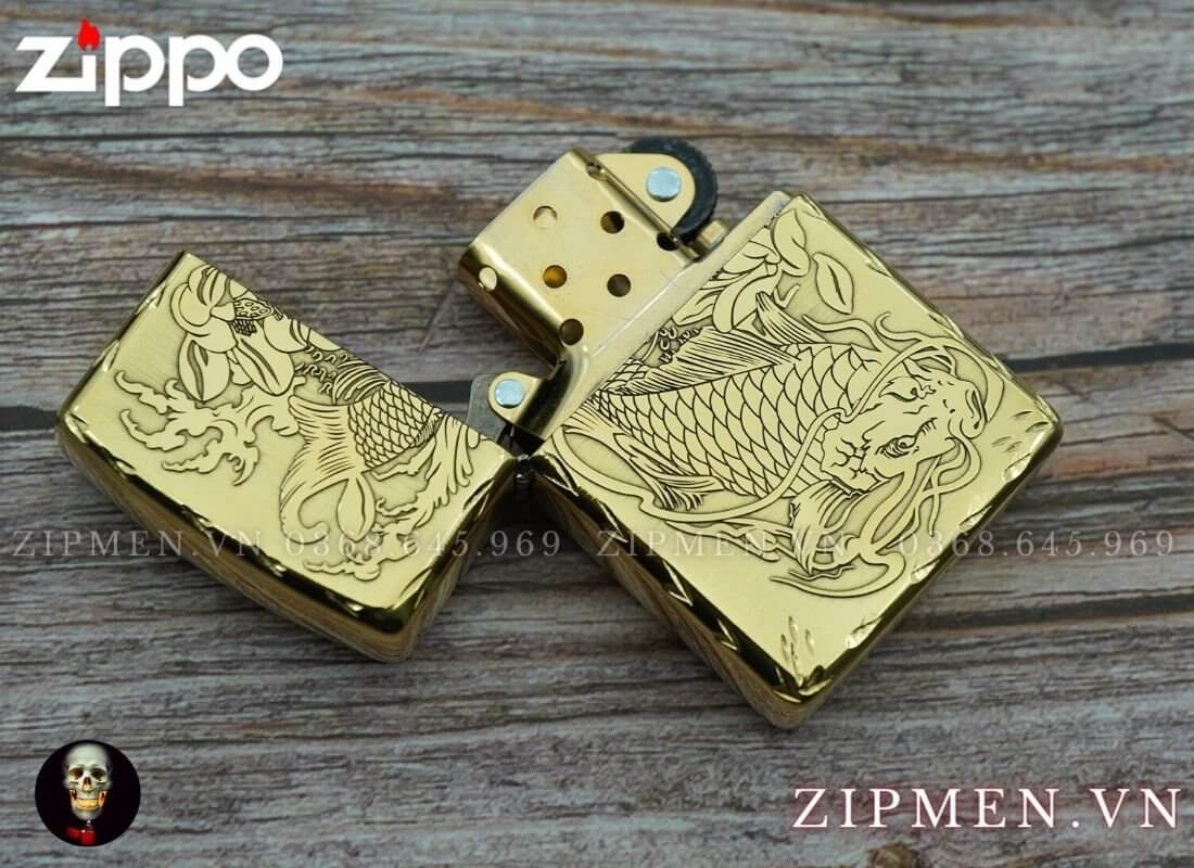 Bật lửa zippo armor xuất nhật limited hình cá chép hoá rồng