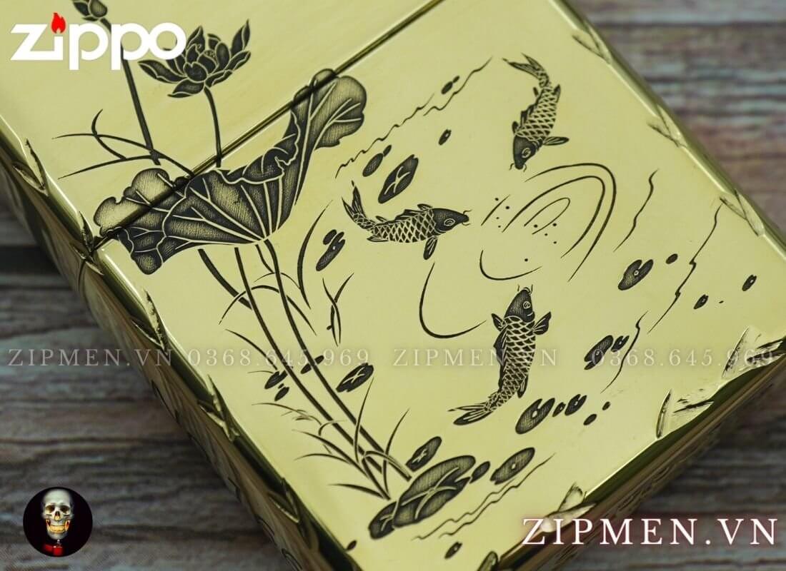 Bật lửa zippo armor xuất nhật limited hình cá chép hoá rồng