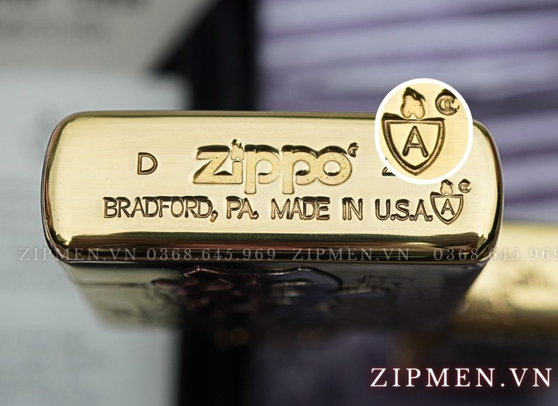 Bật lửa zippo armor xuất Nhật chủ đề thiện ác ốp chữ đồng đỏ