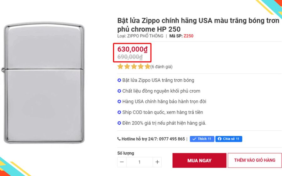 Zippo usa giá rẻ nhất tại Zipmen