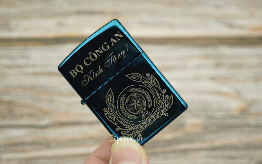 Zippo usa xanh sapphire logo bộ công an