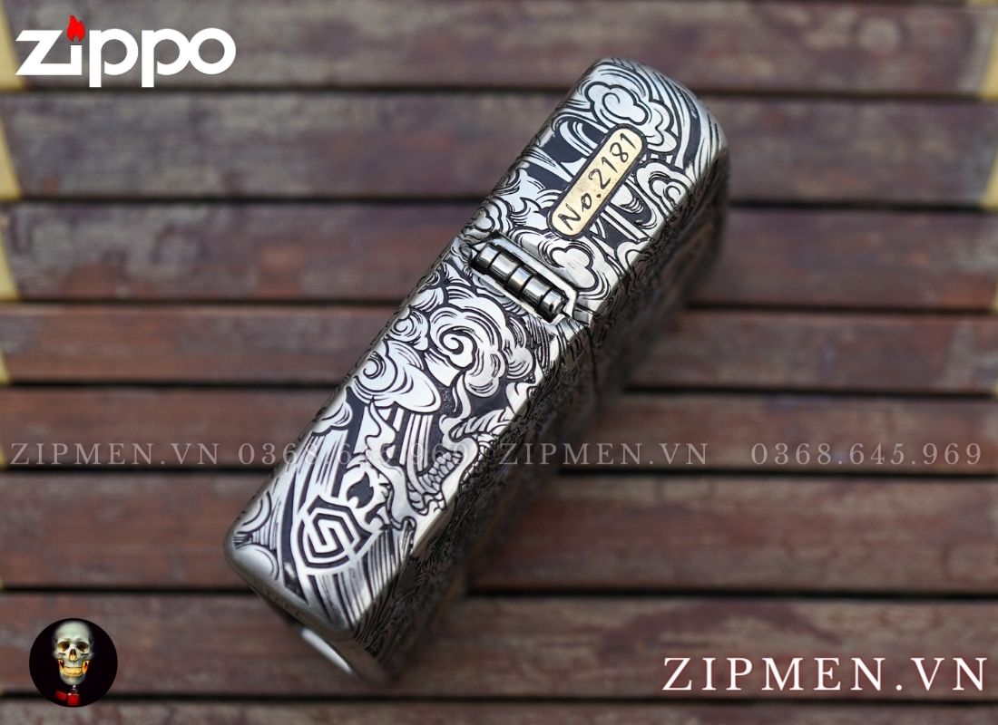 Bật lửa zippo xuất Nhật bọc thép trắng chủ đề quan vân trường