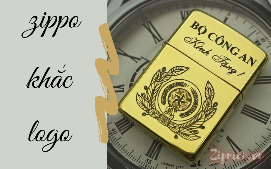 Bật lửa Zippo khắc logo bộ công an kính tặng