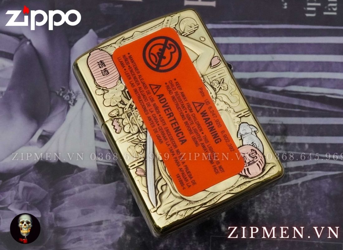 Bật lửa Zippo armor xuất Nhật Bản khắc nổi 3D hình cô gái và con rắn