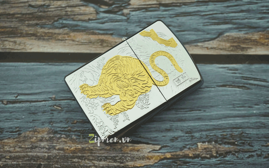 Bật lửa Zorro mạ crom hổ vàng