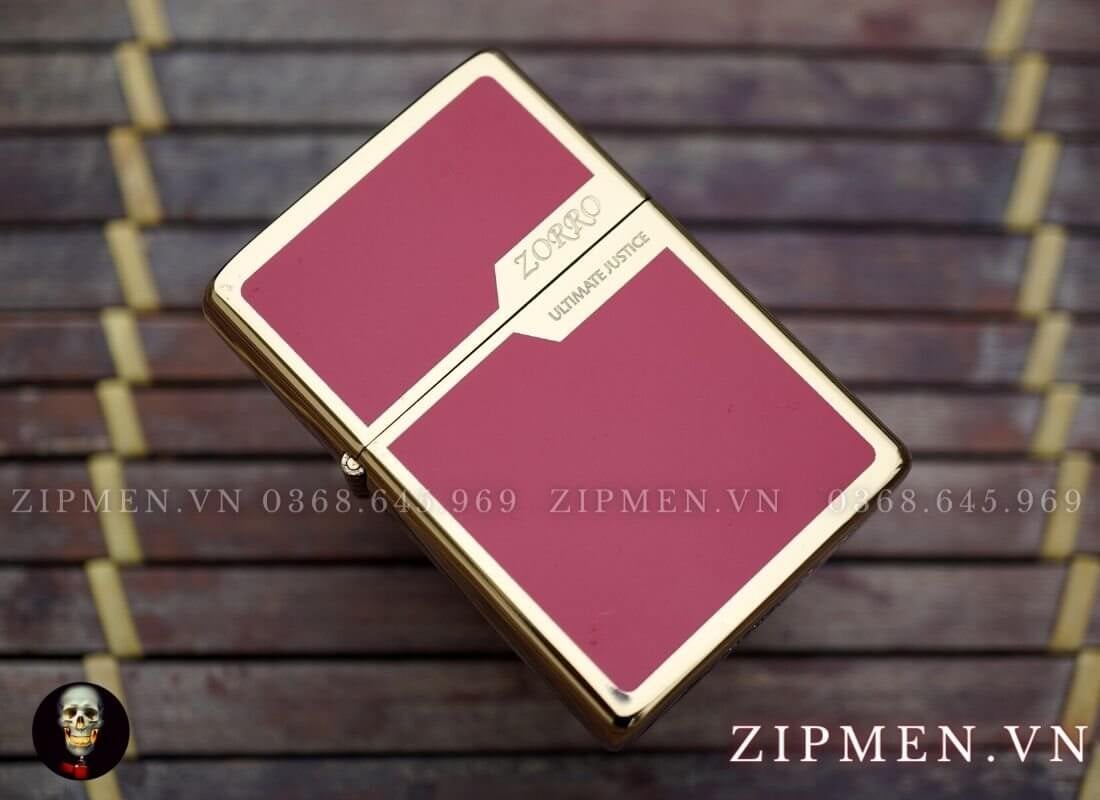 Bật lửa zorro khảm men đỏ 2 mộc đáy | Bật lửa zorro chính hãng