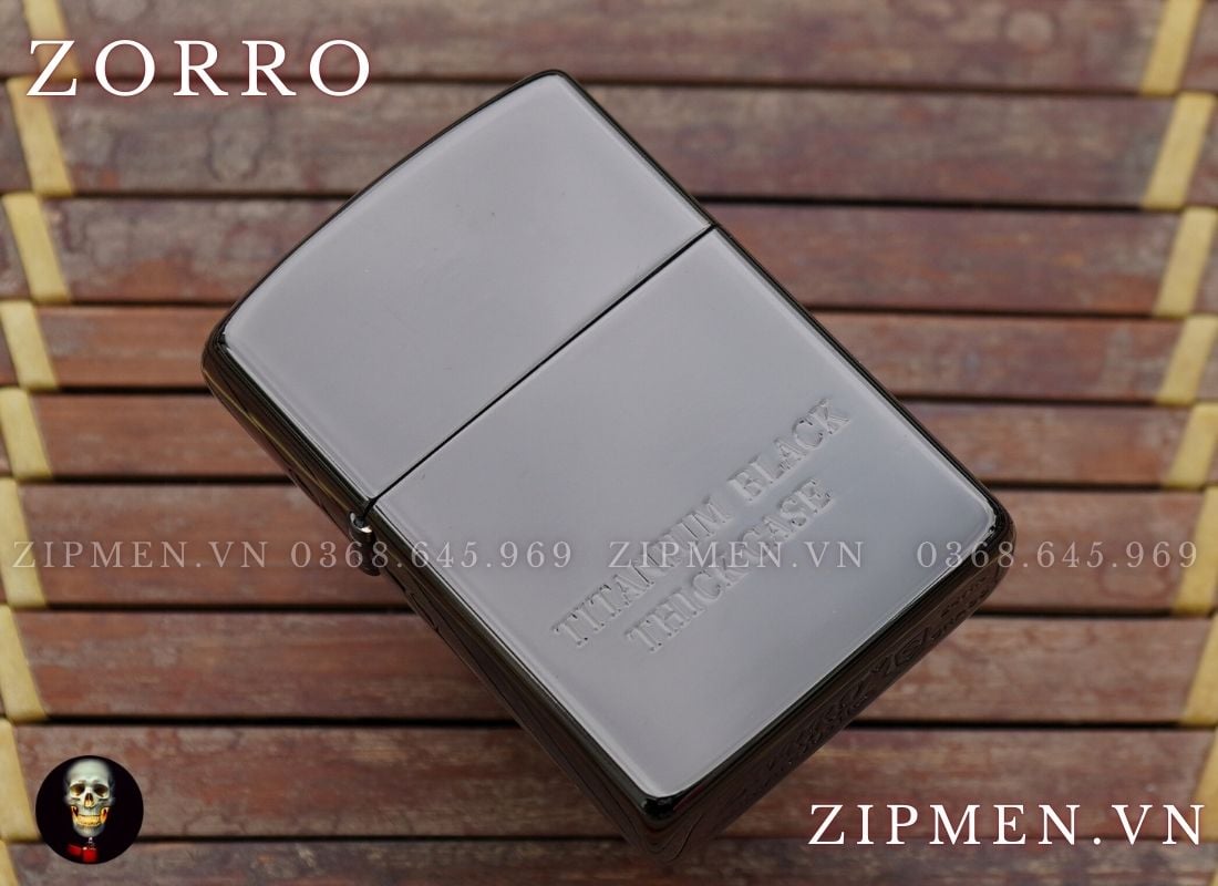 Hộp quẹt zorro ebony đen bóng supper brass titanium black