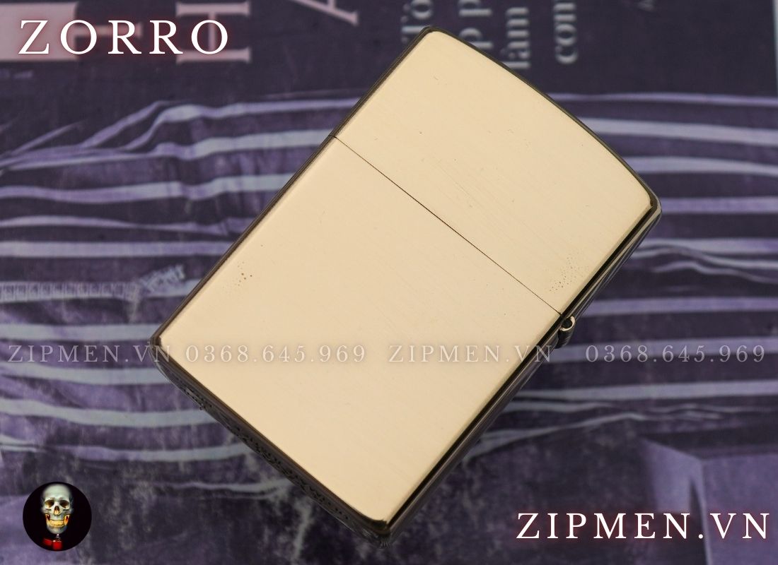 Bật lửa zorro chính hãng đồng thau nguyên khối logo 555