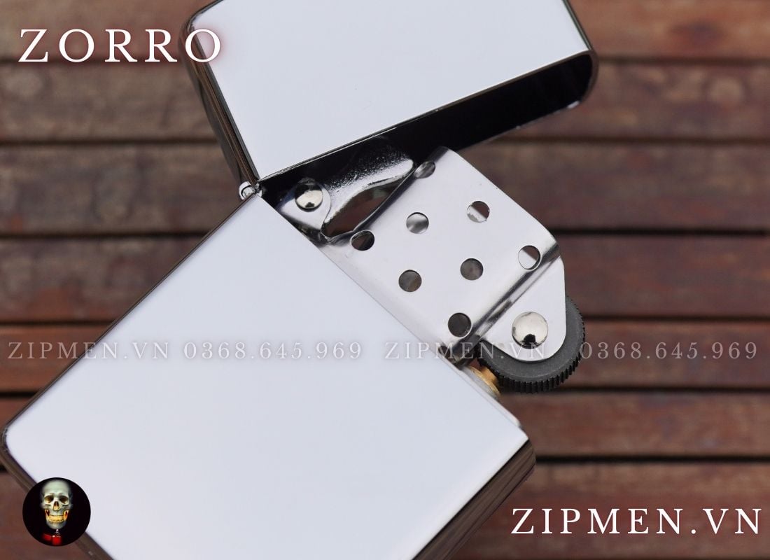 Bật lửa zorro brass đồng khối mạ chrome trắng bóng siêu bền giá rẻ