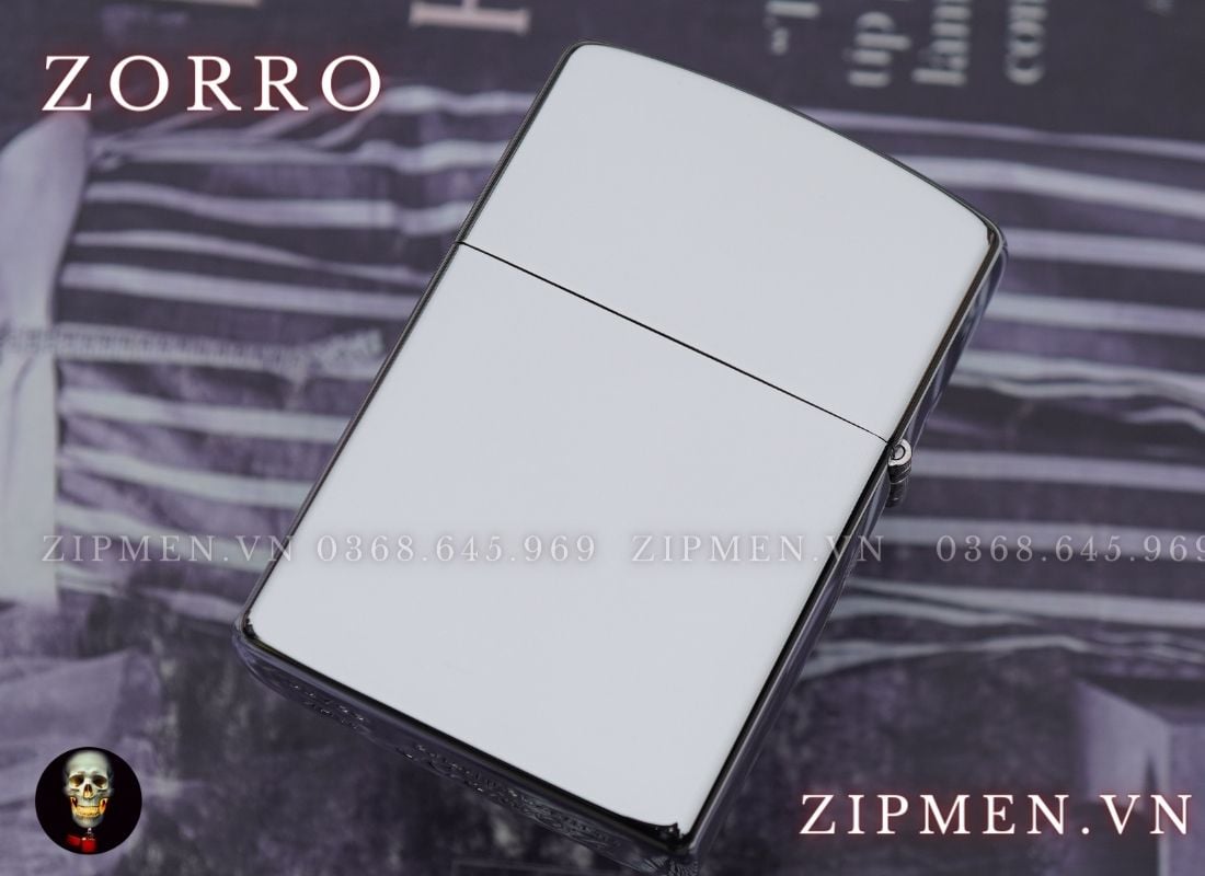 Bật lửa zorro đồng mạ chrome chủ đề logo JET