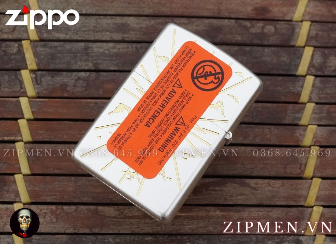 bật lửa zippo xuất Nhật Bản mạ bạc khảm trai chủ đề ngọn lửa phát sáng