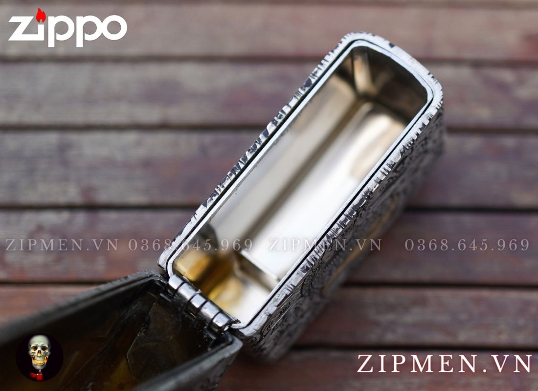 Bật lửa zippo xuất Nhật bọc thép trắng chủ đề quan vân trường