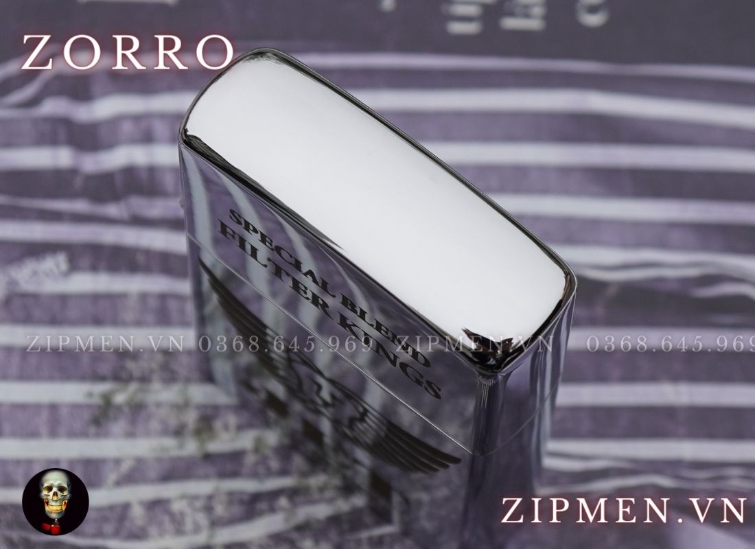 Bật lửa zorro đồng mạ chrome chủ đề logo JET