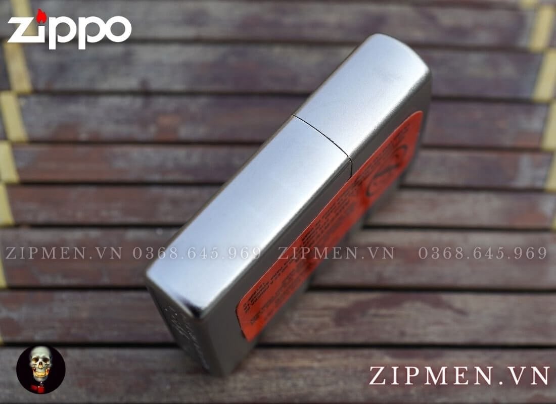 Bật lửa zippo trơn trắng satin chrome chính hãng | Bật lửa zippo cao cấp