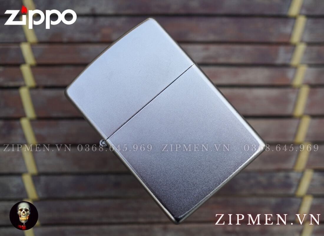 Bật lửa zippo trơn trắng satin chrome chính hãng | Bật lửa zippo cao cấp