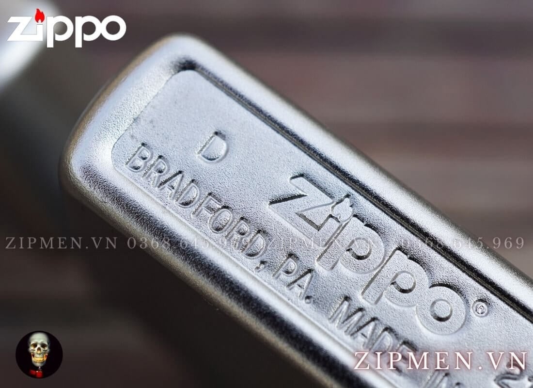 Bật lửa zippo trơn trắng satin chrome chính hãng | Bật lửa zippo cao cấp