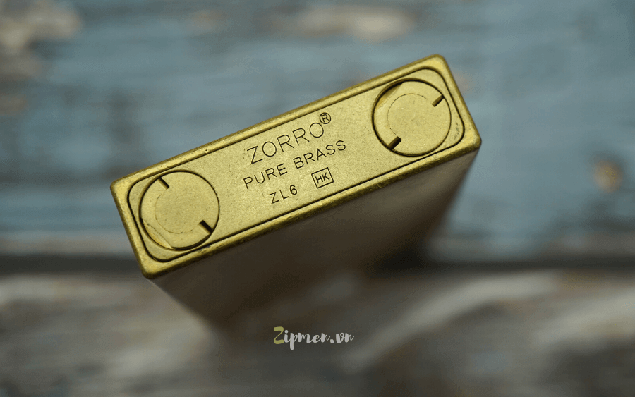 Mộc đáy bật lửa Zorro pure brass zl6