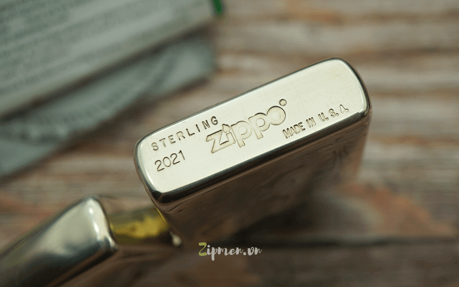 Mộc đáy Zippo bạc khối sterling