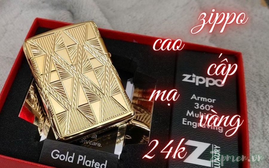 Zippo mạ vàng 24K khắc 360
